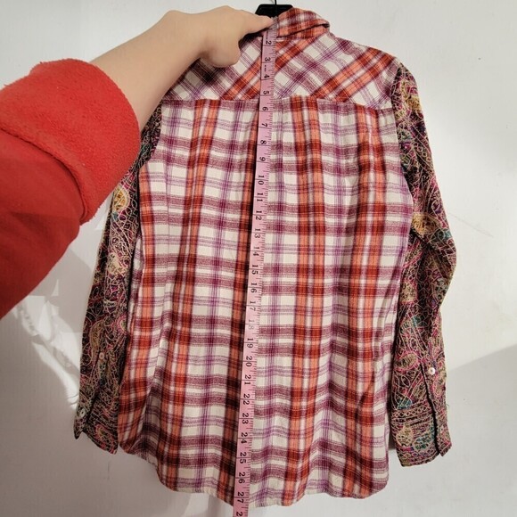 NEW Anthropologie Holding Horses Red Plaid Button Up Shacket Cotton Shirt Sz XS - Picture 7 of 13